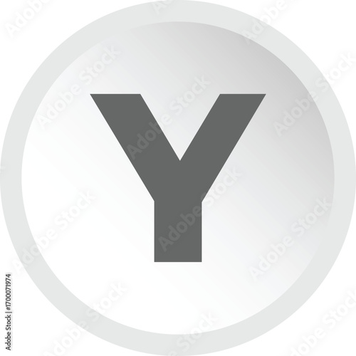 Modern flat design letter y icon with soft shadow and octagonal shape subtle gradient background illustration