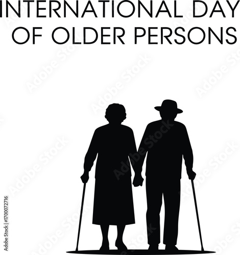 International day of Older Persons with old couple for older person's day greeting card or banner design