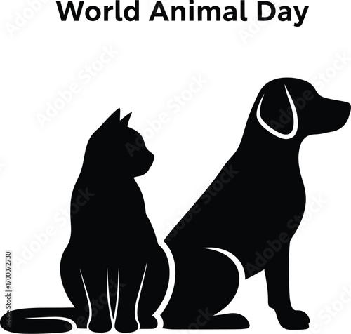 World animal day with cat and dog