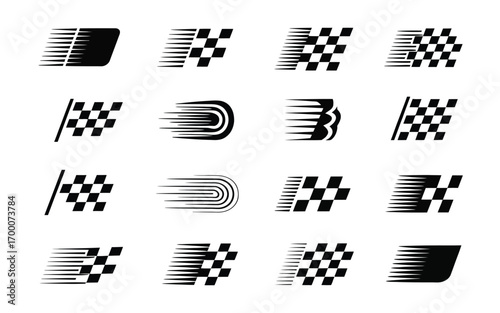 Race Car & Racing Stripes Vector Pack – Angled Checkered Patterns, Checkered Flags, Finish Line Motifs, Dynamic Speed Lines, Motorsport Decals, Vehicle Tuning Stickers, Racing Track Design, Car Graphi