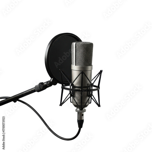 Studio microphone for professional audio recording isolated PNG with Transparent Background