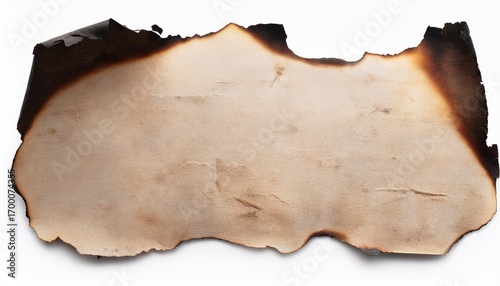 old paper with burnt edges isolated on a white background