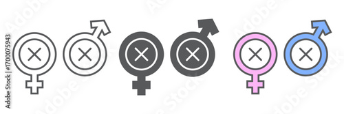 Biphobia icon, lgbt and pride, discrimination sign vector graphics, editable stroke linear icon, eps 10.
