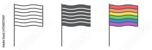 LGBT flag icon, lgbt and pride, rainbow flag sign vector graphics, editable stroke linear icon, eps 10.