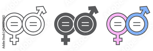 Cisgender icon, lgbt and pride, gender sign vector graphics, editable stroke linear icon, eps 10.