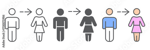 Gender transition icon, lgbt and pride, gender change sign vector graphics, editable stroke linear icon, eps 10.
