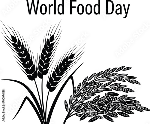 World food day wheat and rice for banner or poster