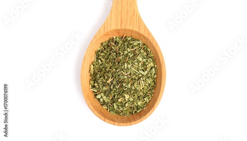 Dried herbs in wooden spoon (1)