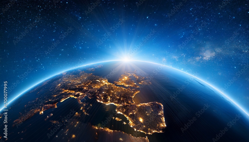 Naklejka premium earth at night detailed view