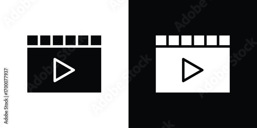 Video icon silhouette vector illustration isolated flat style