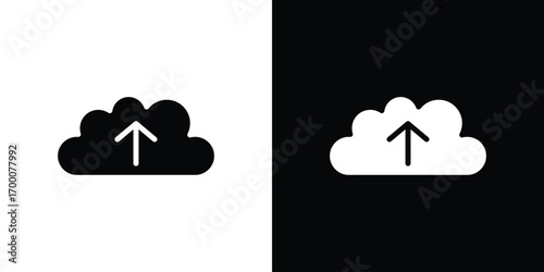Upload to Cloud icon silhouette vector illustration isolated flat style