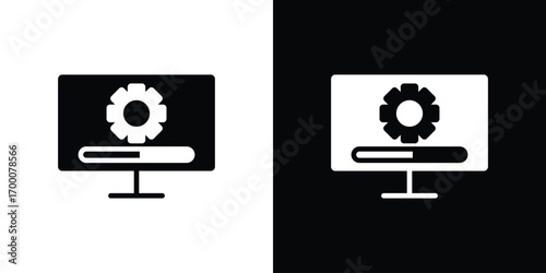 System update icon silhouette vector illustration isolated flat style