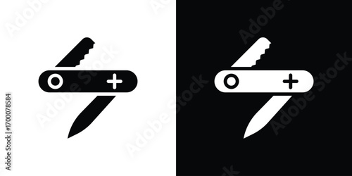 Swiss Knife icon silhouette vector illustration isolated flat style