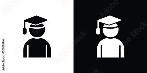 Student icon silhouette vector illustration isolated flat style