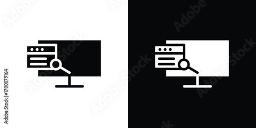 Search online icon silhouette vector illustration isolated flat style