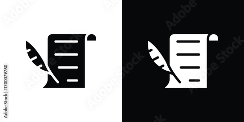 Quill icon silhouette vector illustration isolated flat style