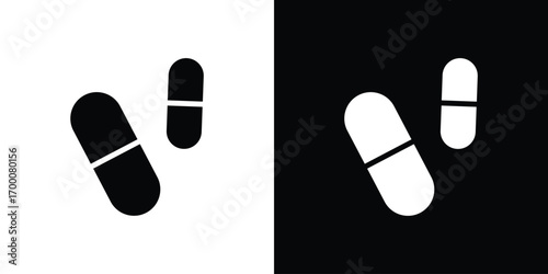 Pill icon silhouette vector illustration isolated flat style