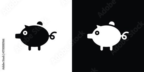Piggy bank icon silhouette vector illustration isolated flat style