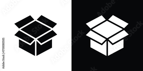 Open box icon silhouette vector illustration isolated flat style