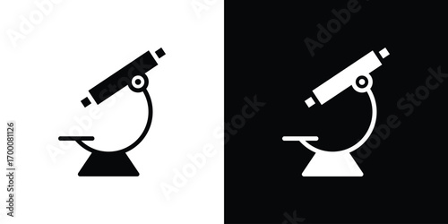 Microscope icon silhouette vector illustration isolated flat style