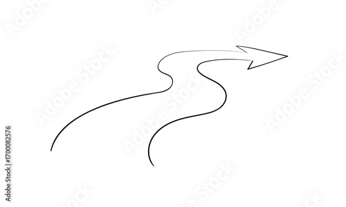 Arrow path, one continuous line drawing. Concept of long right way up in simple linear style. Growing wisdom in editable stroke. Doodle vector illustration