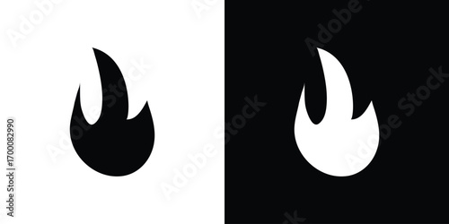 Fire icon silhouette vector illustration isolated flat style