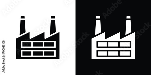 Factory icon silhouette vector illustration isolated flat style