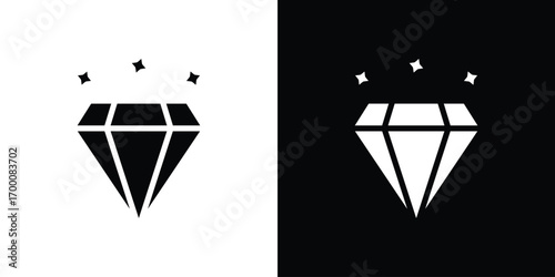 Diamond icon silhouette vector illustration isolated flat style