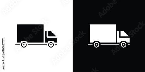 Delivery van icon silhouette vector illustration isolated flat style