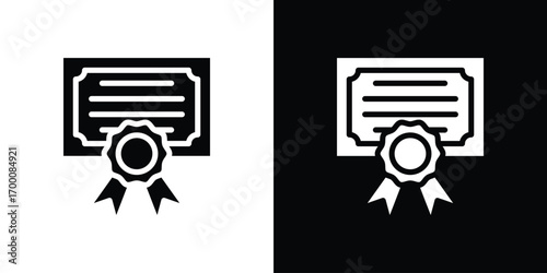 Certificate icon silhouette vector illustration isolated flat style