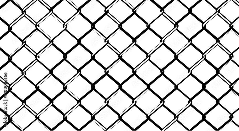 Fototapeta premium Black and white seamless chain link fence pattern.