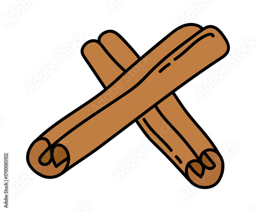 Brown cinnamon stick, spice, aroma.