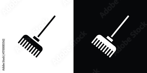Broom icon silhouette vector illustration isolated flat style