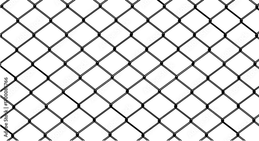 Fototapeta premium Seamless chain link fence pattern in black and white for background or security concept