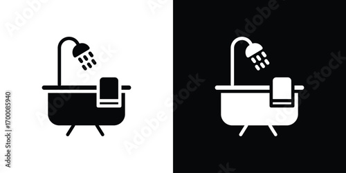 Bathroom icon silhouette vector illustration isolated flat style