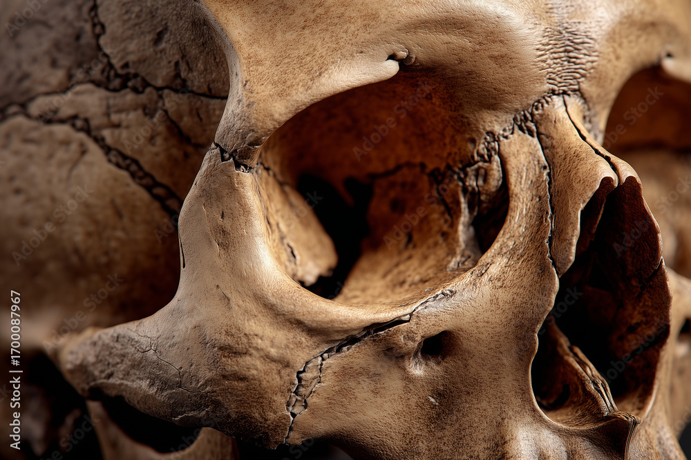 Obraz premium Anatomiczne zdjęcie czaszki człowieka – szczegółowa wizualizacja