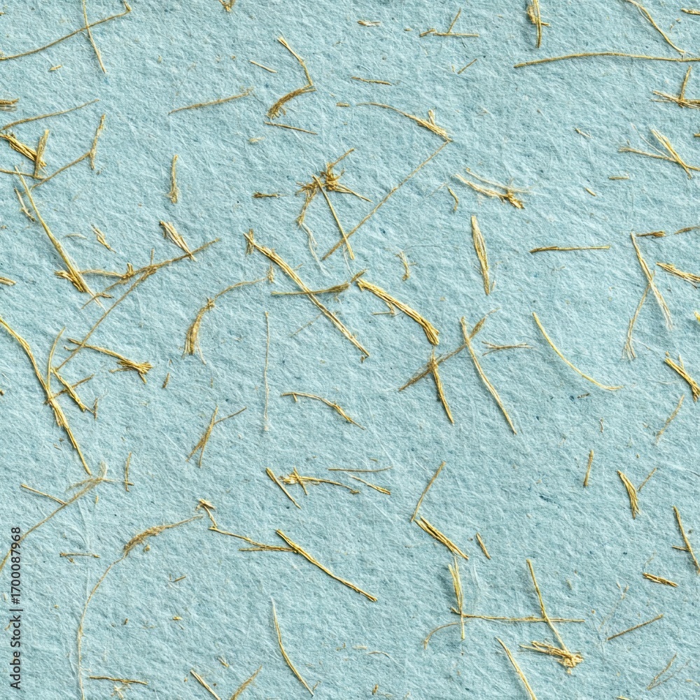 Fototapeta premium Elegant blue handmade paper featuring shimmering gold metallic threads for artistic creations