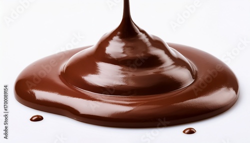 melted chocolate dripping on white background