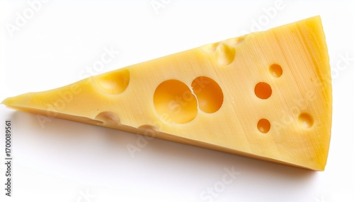 triangle piece of cheese isolated on white background top view