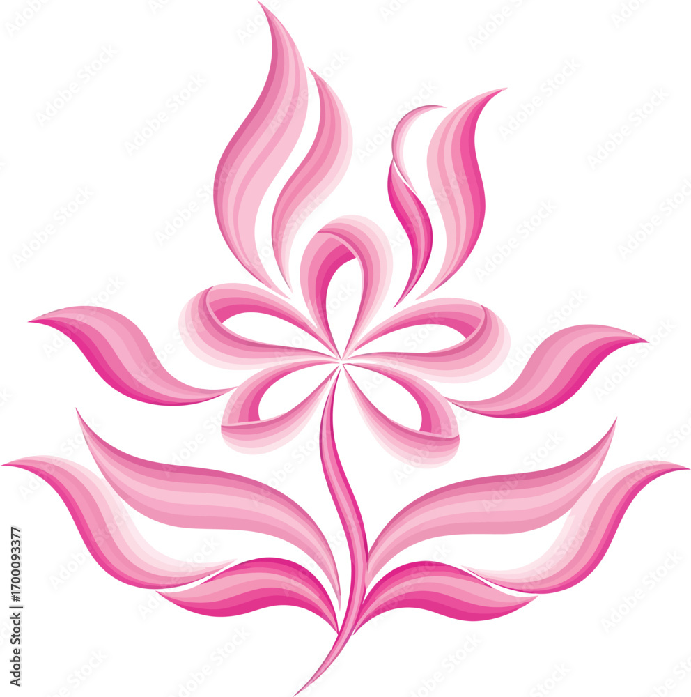 Obraz premium Vector, illustration, pink ribbon like flowers, poster, background