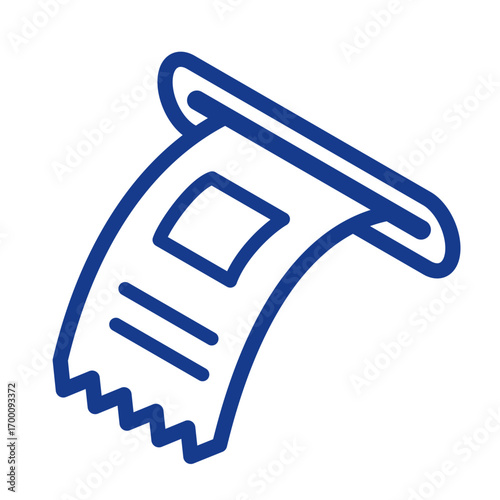 Issued ticket slip isometric illustration. Issued numbered ticket, numbered ticket slip. Printed receipt.
