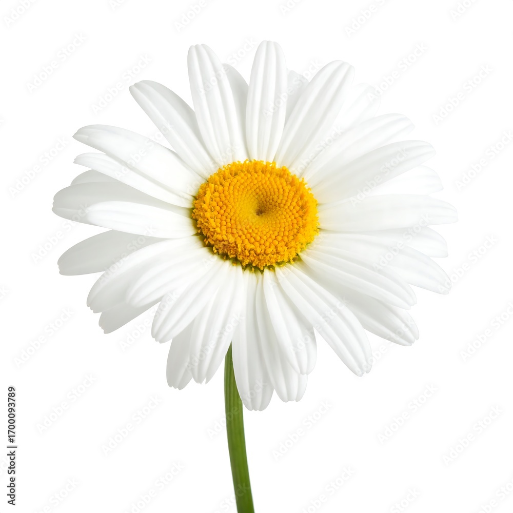 Naklejka premium Single white daisy on white background