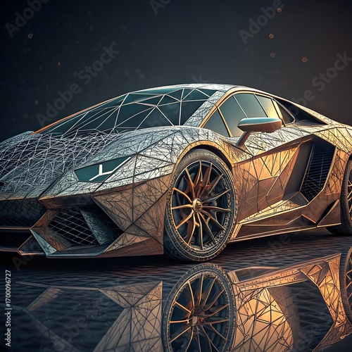 car on a black background