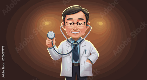 Friendly Asian Doctor Holding Stethoscope Ready to Help with Medical Care and Health Advice