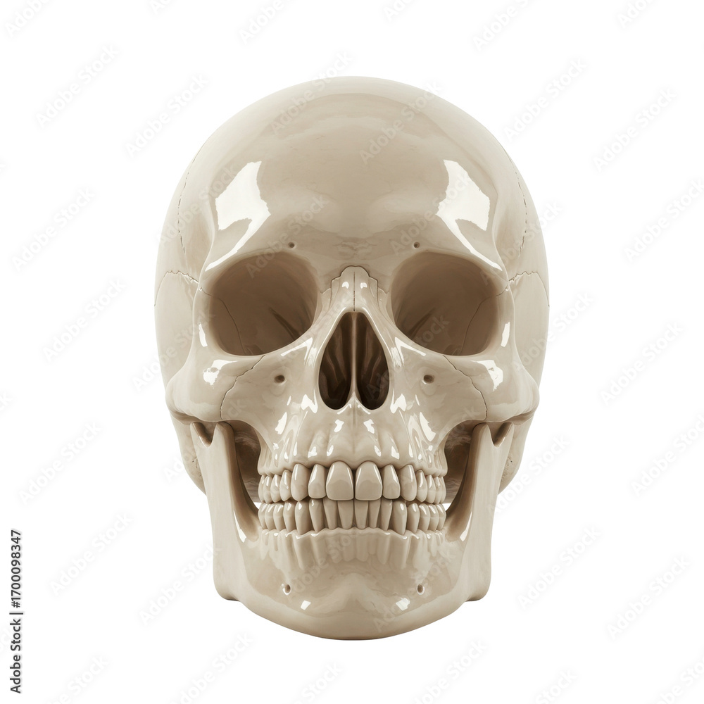 Obraz premium Front View Human Skull Bone Structure Isolated
