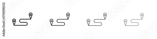 Route icons for graphic and web design.