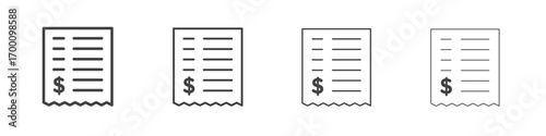 Receipt icons for graphic and web design.