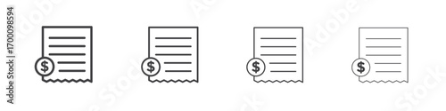Receipt icons for graphic and web design.