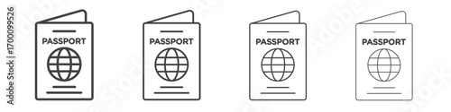 Passport icons for graphic and web design.