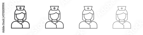 Nurse icons for graphic and web design.